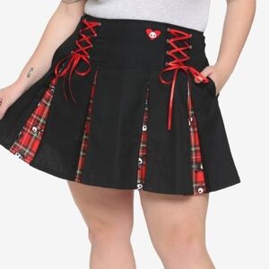 SKELANIMALS punk goth pleated plaid contrast Y2K mini skirt XL